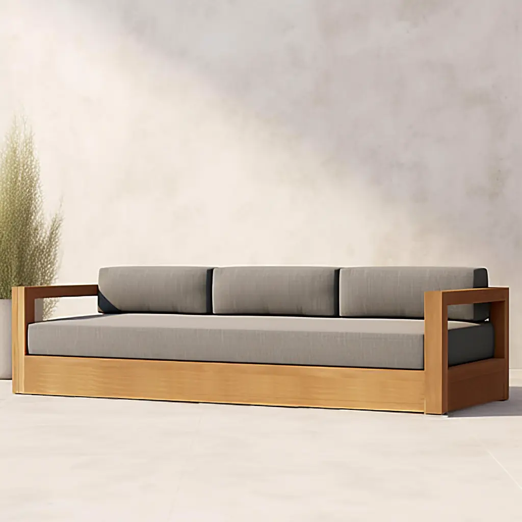 Muebles modernos para sala de estar, sofá de madera de teca sólida, muebles de sofá de jardín de teca