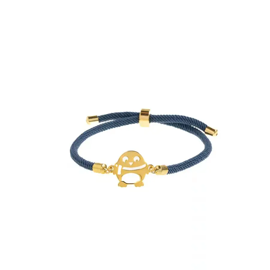 Inspire joyería de acero inoxidable al por mayor pingüino hueco chapado en oro colgante cuerda pulsera para niños niña Mujer