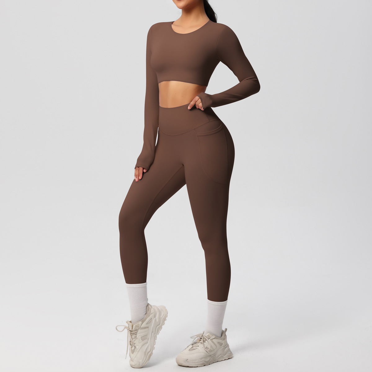 7104 Long Sleeve + 7108 Pocket Pants Set - Chestnut