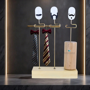 定制橡木餐桌广告展示闪亮金属标志支架竹制展示架零售柜台 - Product Image 1