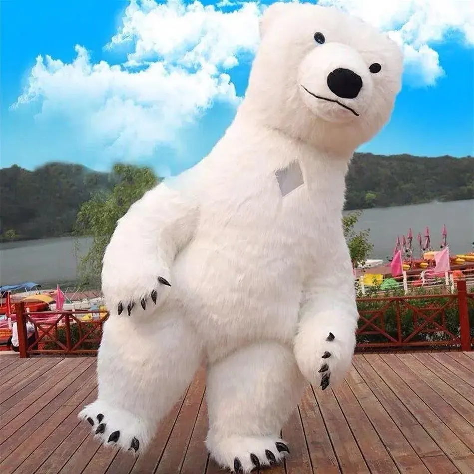 Funtoys sıcak satış dev şişme kutup ayısı maskot kostüm reklam sevimli hayvan panda giyilebilir yürüyüş 2m/2.6m/3m yetişkin için