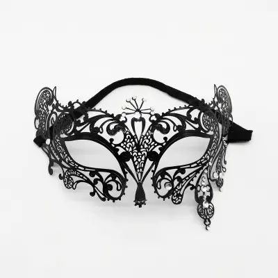 Maschere per feste veneziane da donna Fashion Black Metal Laser-cut Dress Costume show Wedding Masquerade Half Face Mask