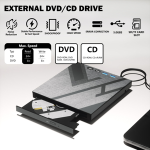 Fach typ Multifunktions-7-in-1-CD/DVD/VCD-Brenner/Player Optisches Laufwerk TF-Schnitts telle ein SD-Kartens teck platz Importierte Brenn bewegung - Product Image 2