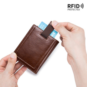 RFID真皮简约超薄短钱包多卡拉出卡包复古时尚男士卡座钱包 - Product Image 5