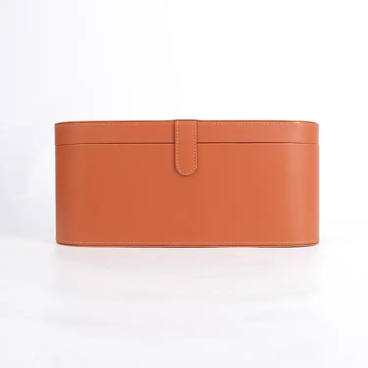 Presentation Secured Magnetic Clasp Orange Hair Dryer Bag Leather Hair Dryer Case
