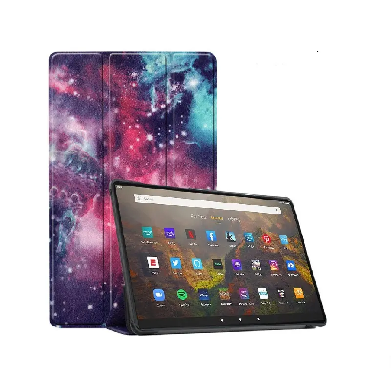 Nuovi prodotti 2021 Cover per Tablet PC magnetica in pelle stampata a colori unici antiurto per Fire HD 10 (2021)