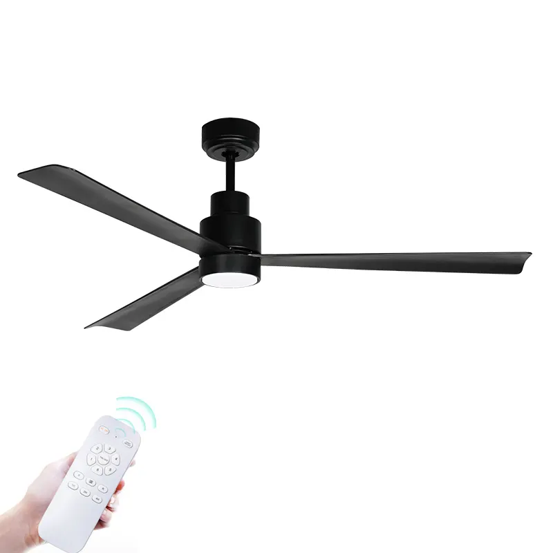 52 Inch Black Ceiling Fan with Light and Remote Control Quiet DC Motor Ceiling Fan with Lamp for Bedroom Living Room