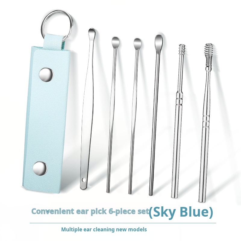 A sky-blue ear spoon set of 6 pieces