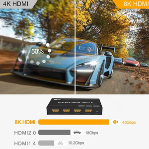 Xput 2022 4 Port <strong>HDMI</strong> 4x1 Switch UHD HDR 48Gbps 2.1 8K 60Hz 4K 120Hz 3D 4 in 1 Out <strong>HDMI</strong> 4x1 Switcher <strong>Adapter</strong> With Remote Control - Product Image 3