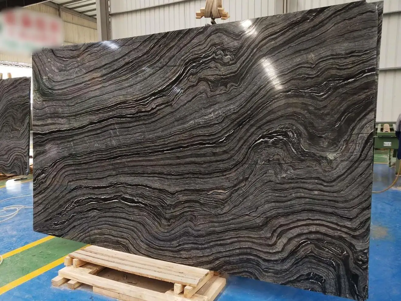 SHIHUI A Grade China Supply Indoor Wall Floor Customized Tile Bookmatch Exotic Popular Black Ancient Wooden Veins Marble Slab