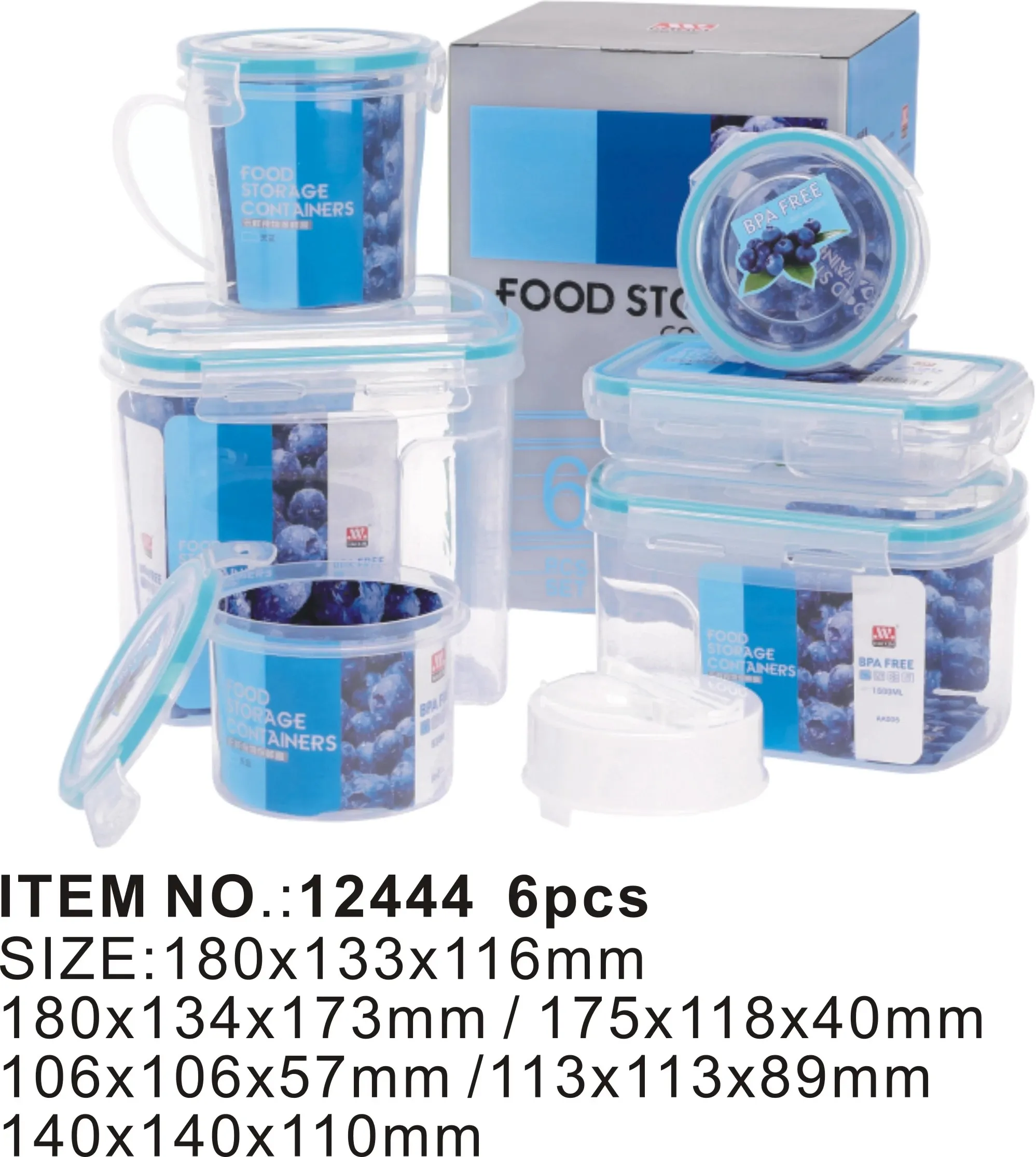 Recipiente de plástico para alimentos sellado sin BPA con cerradura