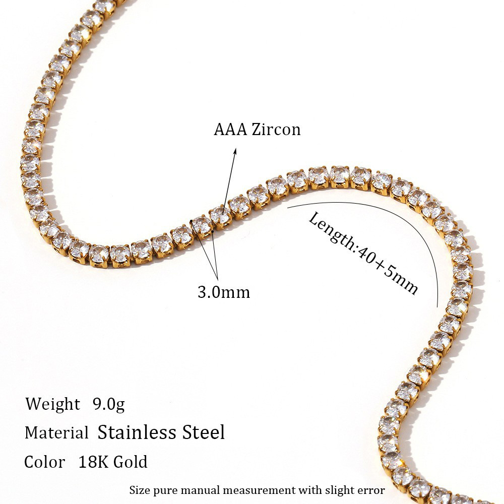 Necklace 3mm Thickness 40cm+5cm Length - Gold Color