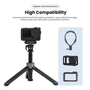 aMagisn แม่เหล็กโลหะQuick Release MountสําหรับDJI Osmo Action4/3 พร้อมพับได้สองง่ามและ 1/4 สกรูMountการเชื่อมต่อ - Product Image 6