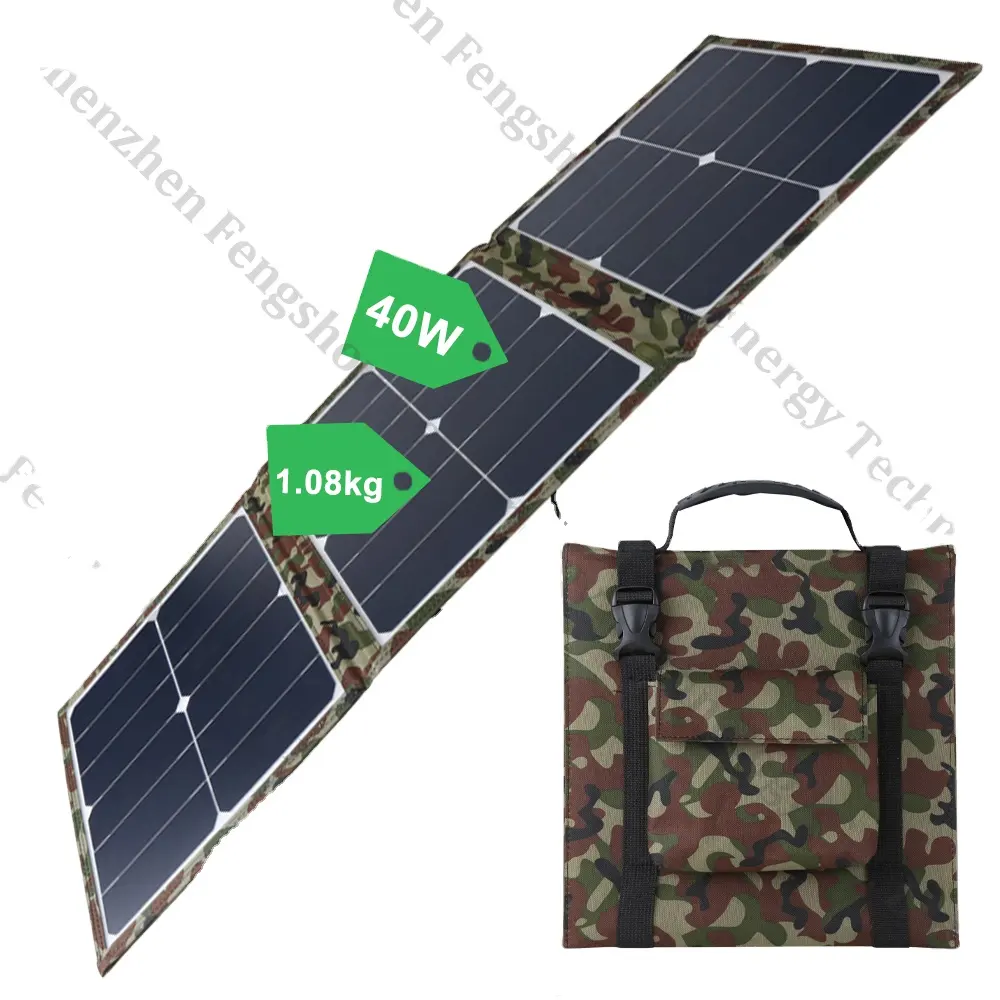 40w פנל סולארי נייד עבור תא Sunpower 18v 40w פנל סולארי אנרגיה גבוהה פנל מטען חיצוני קמפינג שימוש