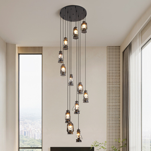 Mỹ Retro đất nước dầu hỏa Đèn chùm sáng tạo ban công đèn hoài cổ đèn lồng nhà bếp trang trí mặt dây chuyền ánh sáng kim loại sắt - Product Image 1