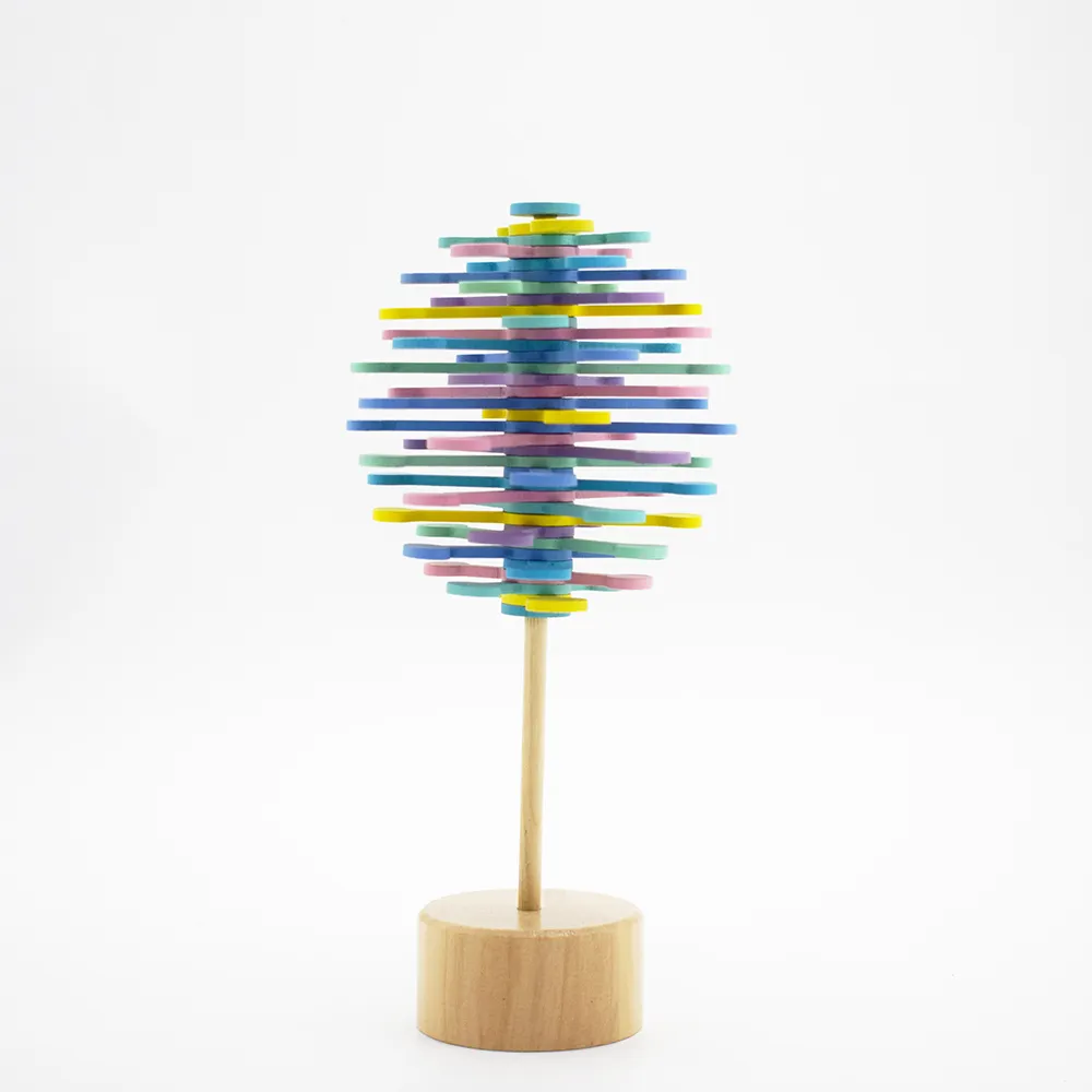 Lecca-lecca antistress kids Spin Lollipop Toy bacchetta magica Kit di decompressione elicone in legno rotante lecca-lecca giocattolo