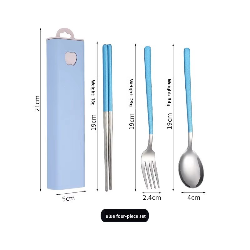 Blue Chopsticks Fork Spoon 3-Piece Set