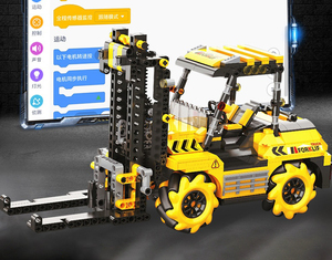 Diyアセンブリステム電気セメント混合コンストラクターおもちゃブロック車のプログラミングエンジニアリング子供のためのフォークリフト車両 - Product Image 5
