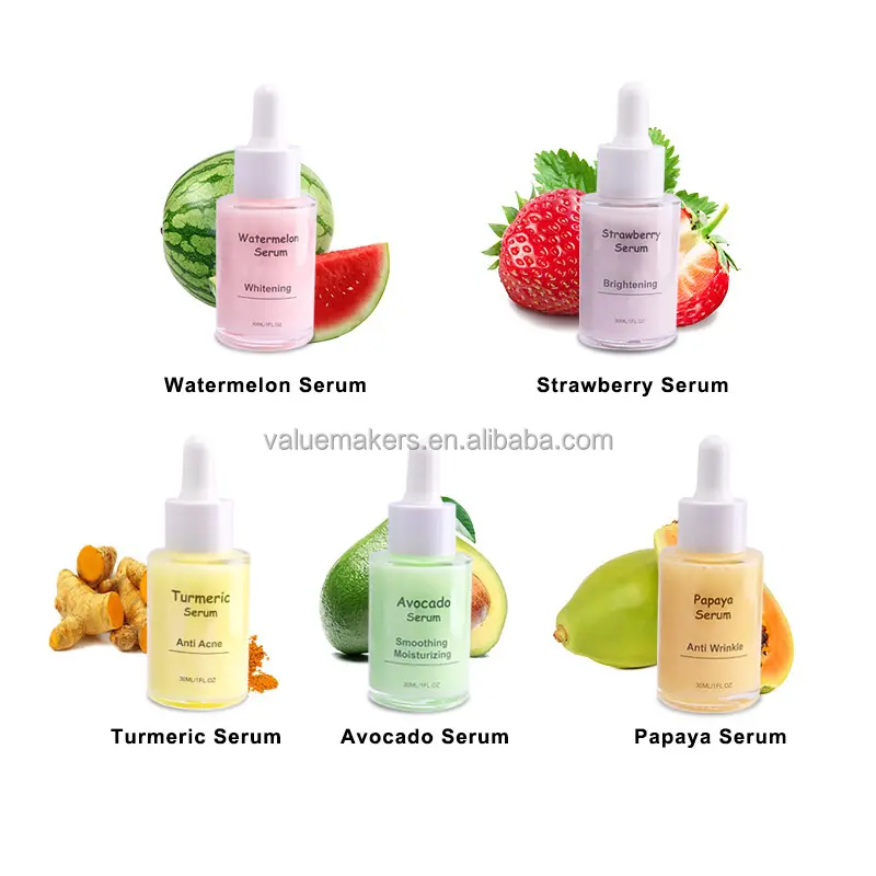 Custom 30ML Moisturizing Smoothing Brightening Anti Wrinkles Anti Aging Turmeric Fruit Milk Serum Vitamin C Skin Serum For Face