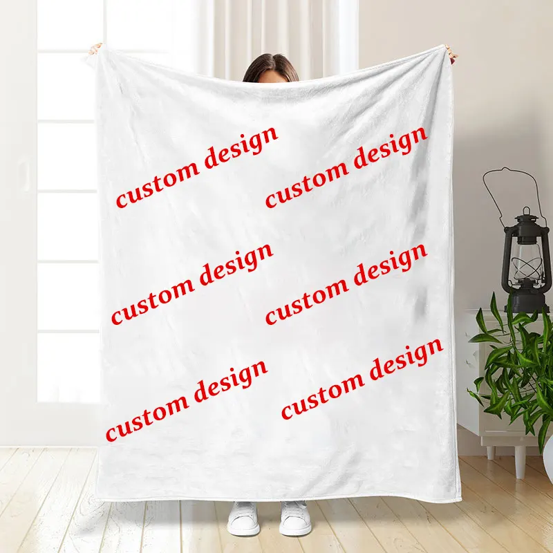 Couverture personnalisée de Sublimation blanche avec Logo, impression numérique de Photo 3D imprimée en molleton blanc de conception personnalisée OEM