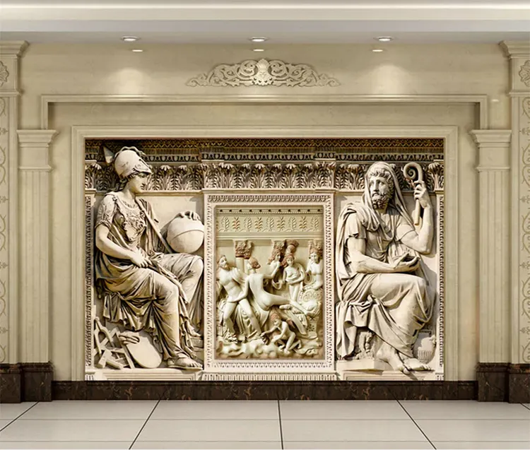 European-style sculpture 3d brick wallpaper samurai fairy wall mural religious sculpture wall paper wallpaper