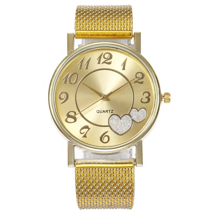 China Günstigere SW070 Gold Silber Casual Silikon Uhren nummern Love Dial Quarz Armbanduhren für Studenten