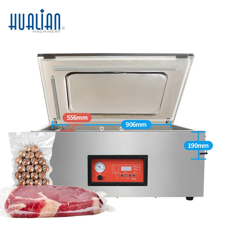 DZQ-900T Hualian Chambre Cuisine Grande Viande Légumes Saucisse Économiseur Scellant Sous Vide Machine D'emballage