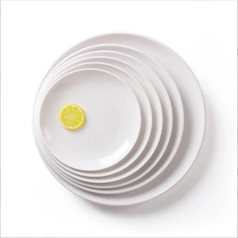 Piatti bianchi a buon mercato all'ingrosso personalizzati 6/7/8/10 pollici melamina piatti in ceramica bianca