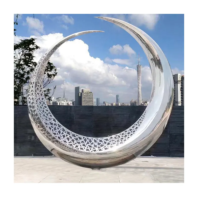 Nueva escultura abstracta de acero inoxidable de Jingujin, escultura de pared de acero inoxidable de varios colores para Vista de la ciudad