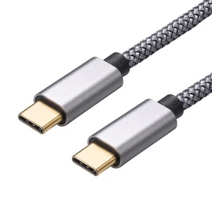 Venta directa de fábrica, Cable de carga de datos trenzado USB C a USB C chapado en oro de 3 pies con corriente de 3A