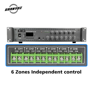 6 Zone 4-16 Ohm 3-<strong>Line</strong> 2 <strong>Mic</strong> 2U Amplifier for Public Address System for Speaker System - Product Image 6