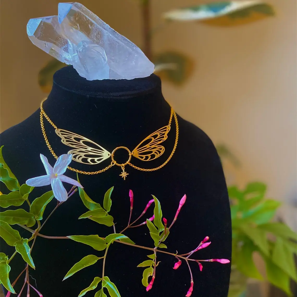 Готический крыло Колье Кулон Ретро ожерелье ювелирные изделия змея цепи с кубическим цирконием в форме сердца для женщин ожерелье бабочки