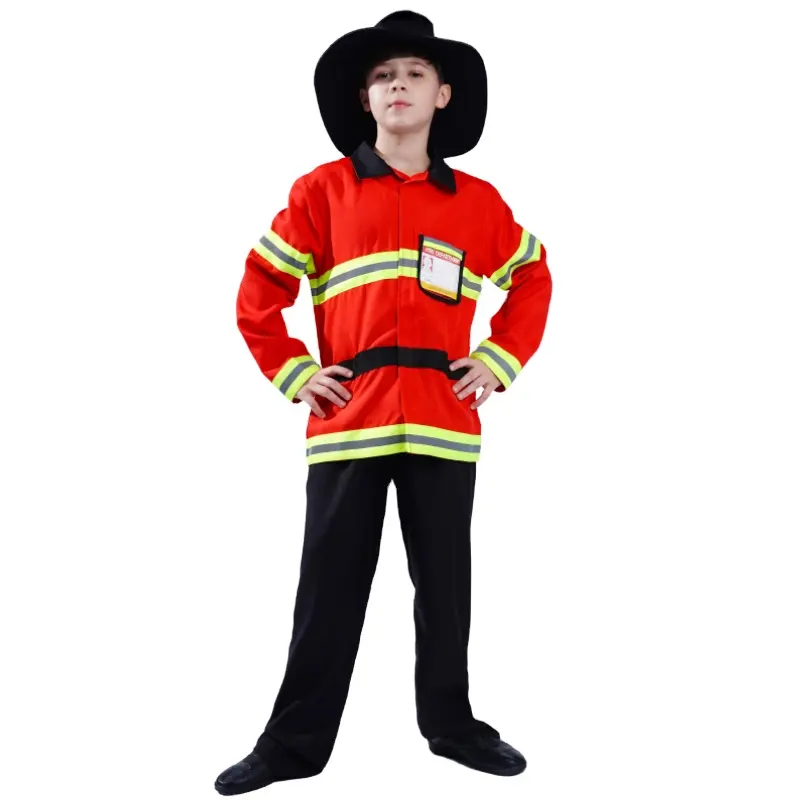 Boys Fireman Costume Kids Cosplay Party Firefighter Costume Halloween Children's Firefighter Costume