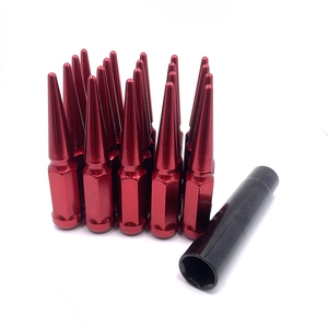 24PCS m14x1.5 Spike <span class=keywords><strong>Lug</strong></span> Nut bề mặt màu đỏ bánh xe Nut với 1PC ổ cắm cho Chevy Dodge F150/250/350 - Product Image 2