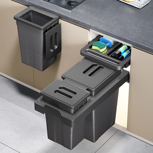 Cubo de basura doble de reciclaje oculto de cierre suave automático HNOSS cubos de basura extraíbles de cocina - Product Image 2