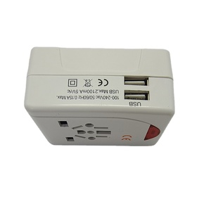 Wellsdiy 2 USB通用旅行适配器，适用于所有全球充电需求，带有定制标志，多合一多插头插座