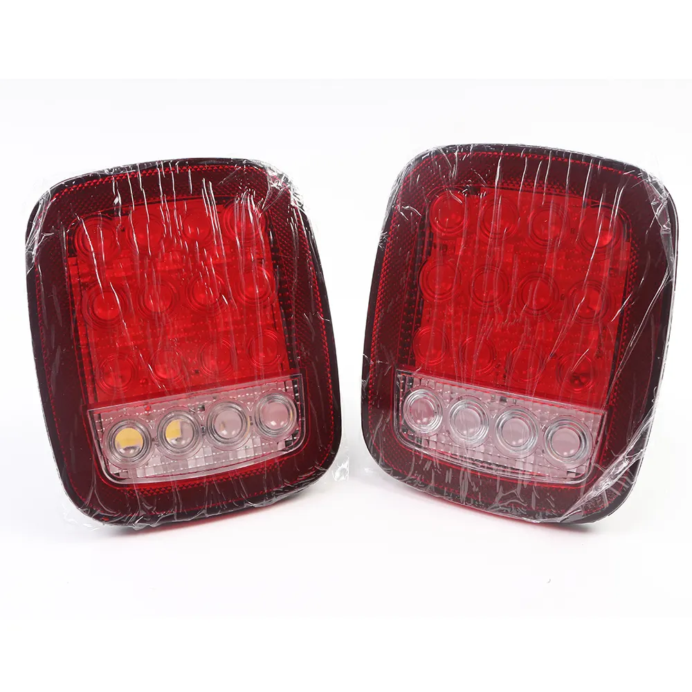 Lampu Penanda Rem Belakang Cadangan Sinyal Belok Berhenti LED 16 Lampu Merah/Putih Cocok untuk Jeep YJ JK CJ Dump Truck Trail