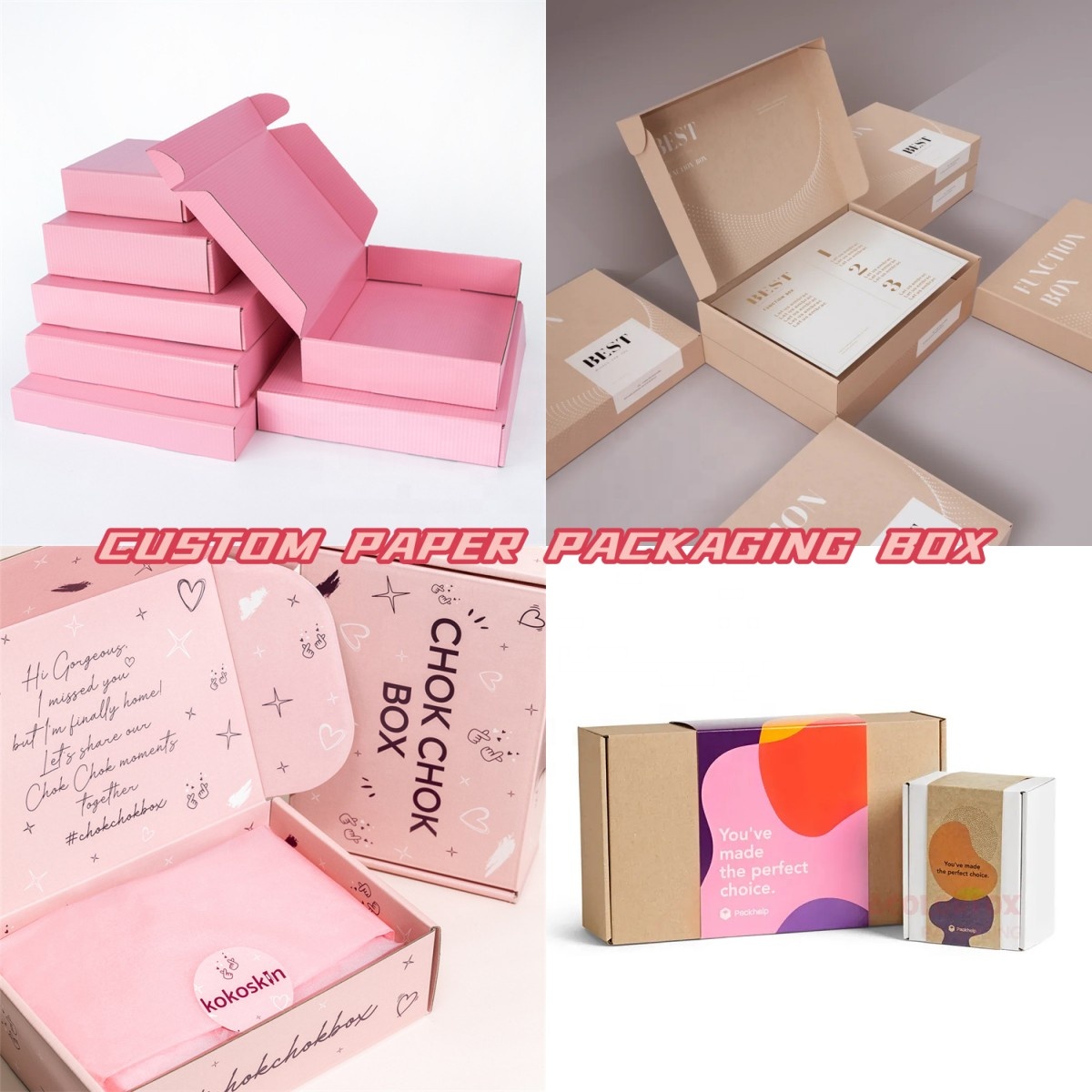 定制瓦楞礼品盒运输纸盒包装带标志的布贴 + 纸袋 + 薄纸 + 礼品卡 - Product Image 4