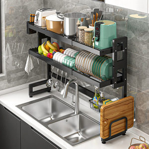 Lavabo çanak üzerinde ayarlanabilir raf standı paslanmaz çelik mutfak düzenleyici plaka sofra süzgeç bulaşık kurutma rafı - Product Image 2