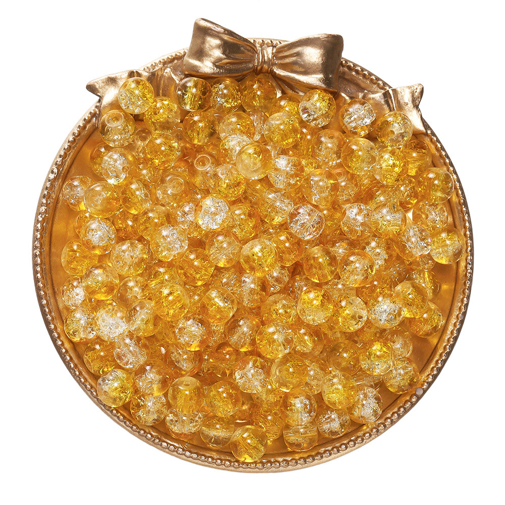 Perles de verre craquelé bicolores - jaune et blanc