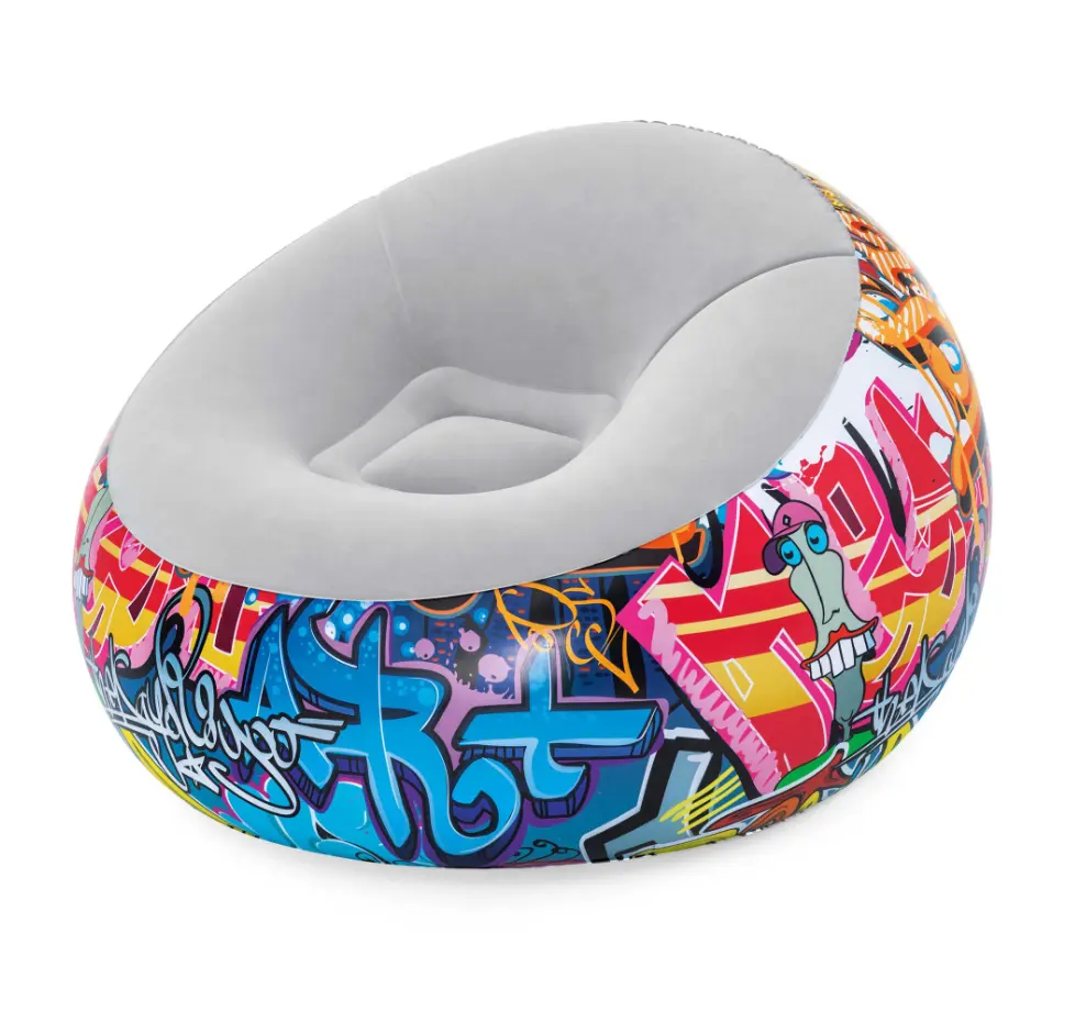 Bestway 75075-Silla de aire inflable con Graffiti, sofá portátil plegable, muebles