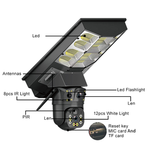 CCTV Outdoor Wireless Solar Powered PTZ <strong>IP</strong> <strong>Camera</strong> <strong>LED</strong> Street Light 4G Network Security System CMOS Night Vision Indoor Pan-Tilt