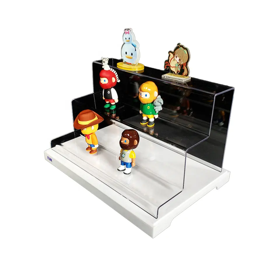 Fábrica Personalizado Acrílico Transparente Lego Character Display Rack Modelo Cartoon Caixa Cega Dustproof Storage Cart