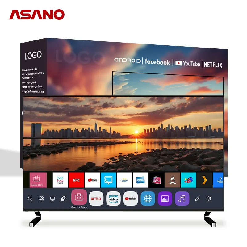 Surper-Thin Frame Mini Lcd Tv 43 pouces prix d'usine télévision à écran plat Fhd Led 32 43 50 55 65 75 pouces 4K Smart Tv