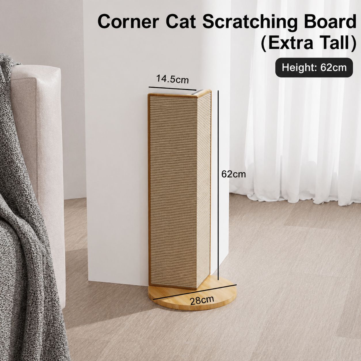 Griffoir d'angle en chanvre pour chat - Version surélevée