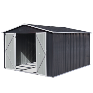 10X8 FTヘビースチールトラスCCBE屋外ツール収納小屋二重ドア傾斜屋根雨と雪から保護