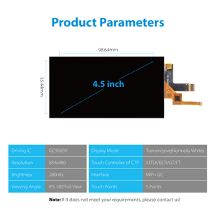 High Brightness 4.5 Inch TFT <strong>LCD</strong> Touch Screen Module 858x480 Small TFT <strong>LCD</strong> <strong>Display</strong> with Capacitive <strong>I2C</strong> Touch <strong>Interface</strong> - Product Image 5