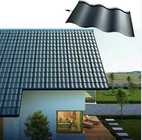 Home solar curve roof til Roofing material Metal color steel tile steel grass brick Solar Roof Tiles 20w 30w Solar System