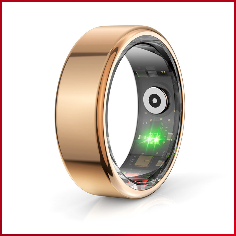 Anillo inteligente con cable de carga magnético dorado, talla 7