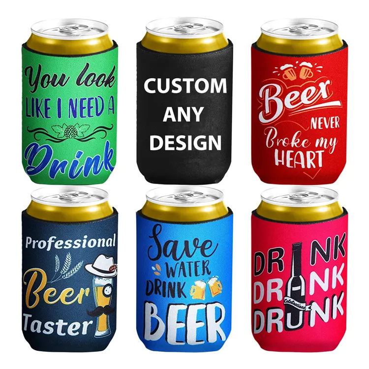 Custom Stubby Holder Beer Coozies With Logo Slim Bottle Blank Insulated Neoprene Sublimation Can Cooler Sleeve
